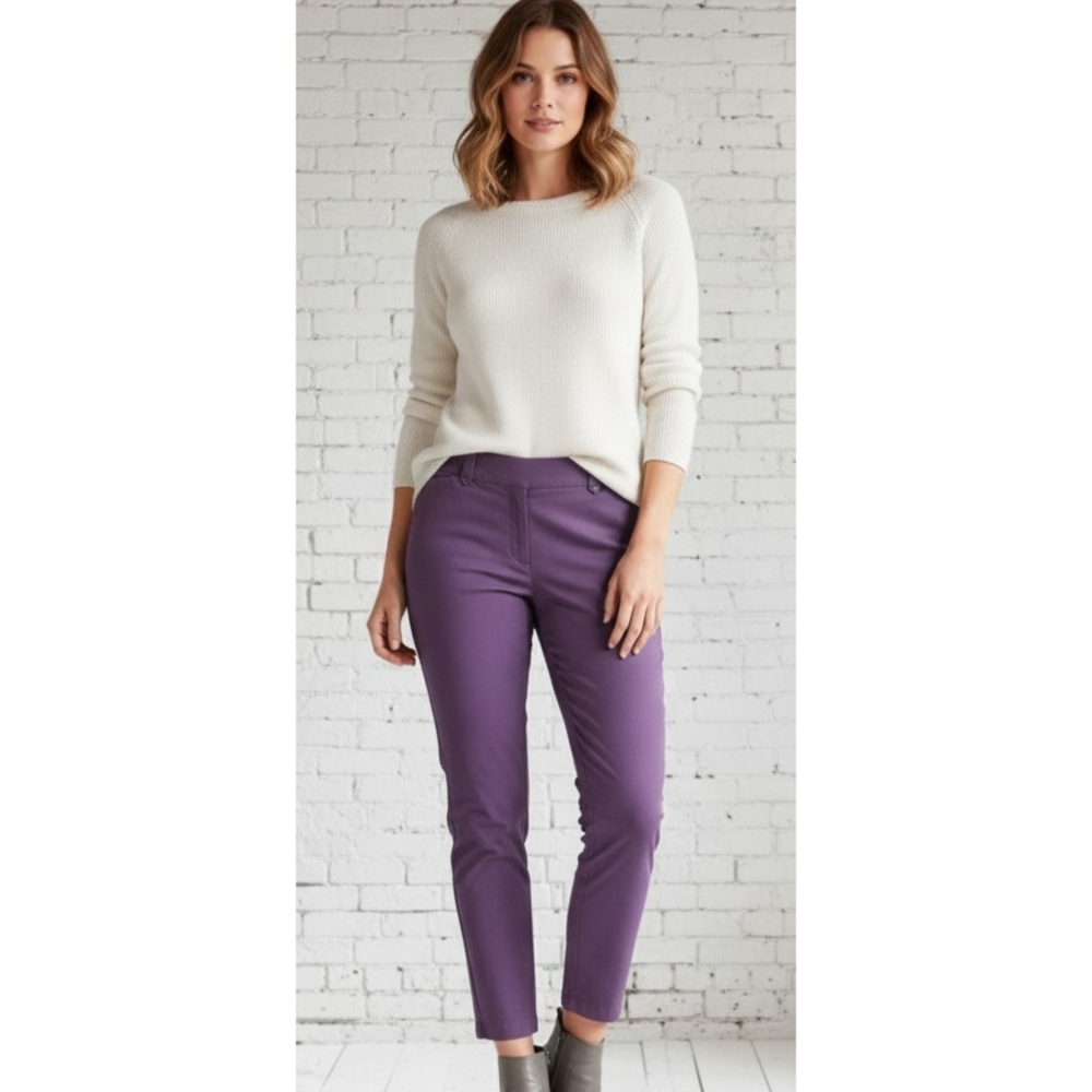 Maurices High Rise Stretch Waist Pull on Dress Pants Purple Size XL Short